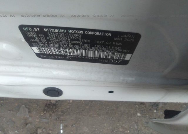 JA4AP3AU1LU030134 2020 MITSUBISHI OUTLANDER SPORT