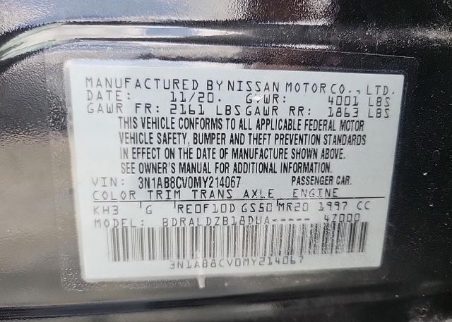 2021 NISSAN SENTRA(VIN: 3N1AB8CV0MY214067