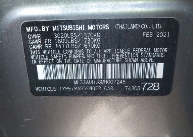 2021 MITSUBISHI MIRAGE(VIN: ML32AUHJ8MH007248