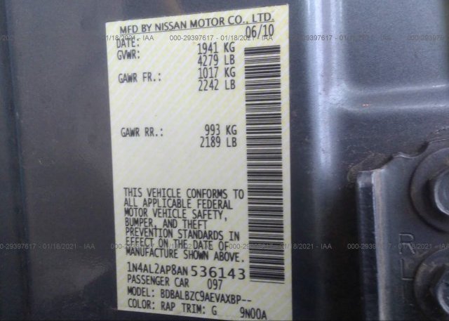 1N4AL2AP8AN536143 2010 NISSAN ALTIMA