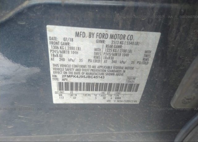 2FMPK4J95JBC45143 2018 FORD EDGE