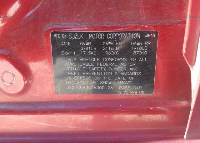JS2YC5A39C6300126 2012 SUZUKI SX4