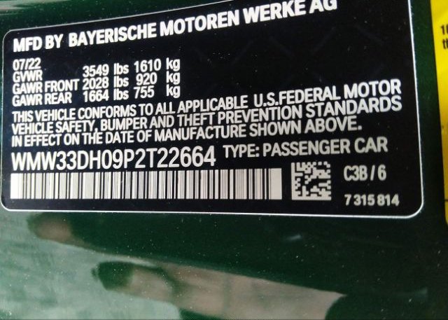 2023 MINI HARDTOP 2 DOOR(VIN: WMW33DH09P2T22664