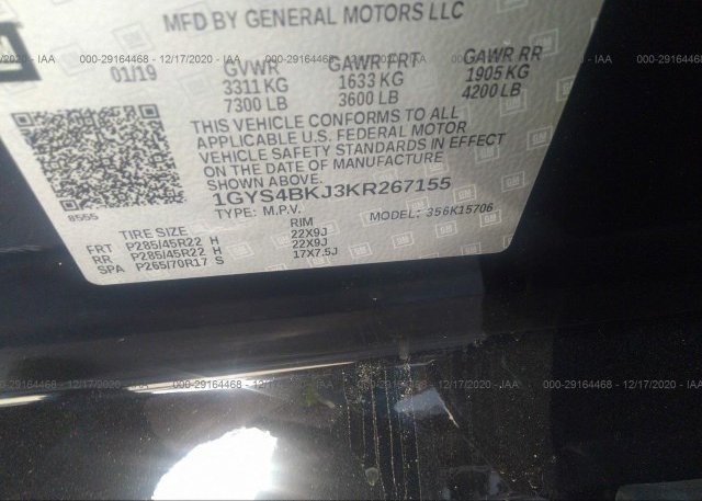 1GYS4BKJ3KR267155 2019 CADILLAC ESCALADE