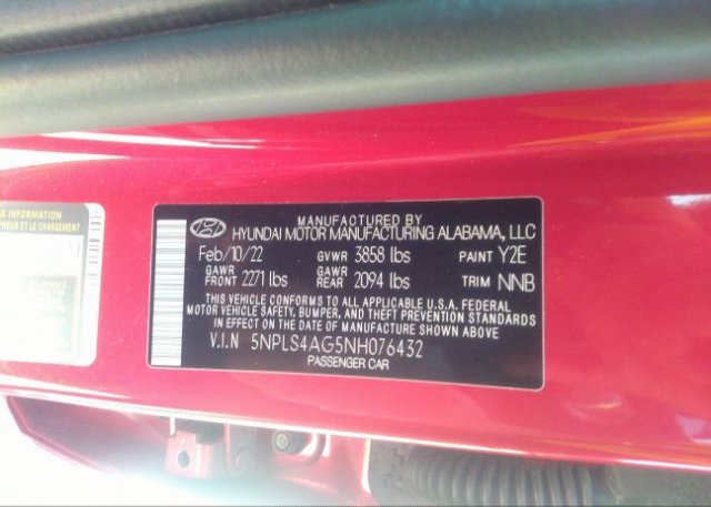 2022 HYUNDAI ELANTRA(VIN: 5NPLS4AG5NH076432