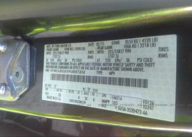 1FMCU0GX1FUB57232 2015 FORD ESCAPE