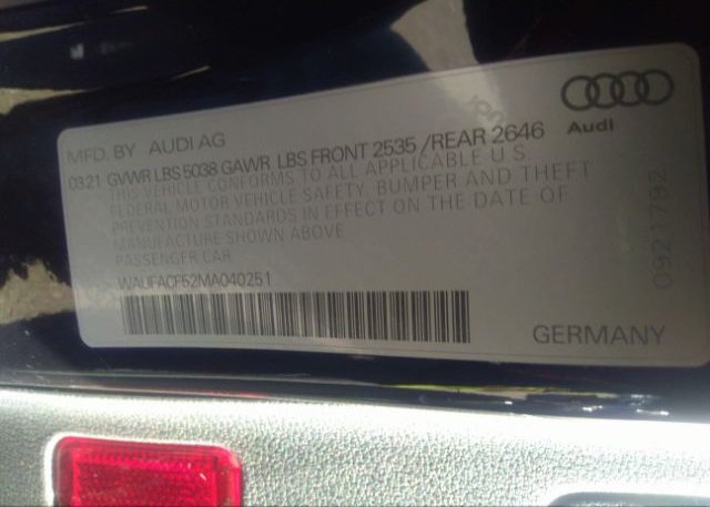 2021 AUDI A5 SPORTBACK VIN: WAUFACF52MA040251