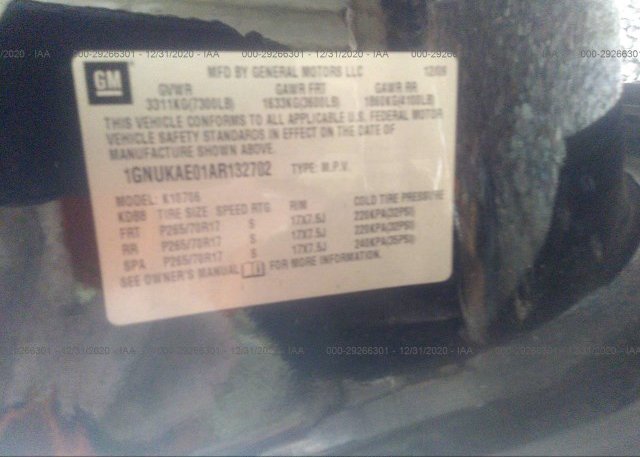 1GNUKAE01AR132702 2010 CHEVROLET TAHOE