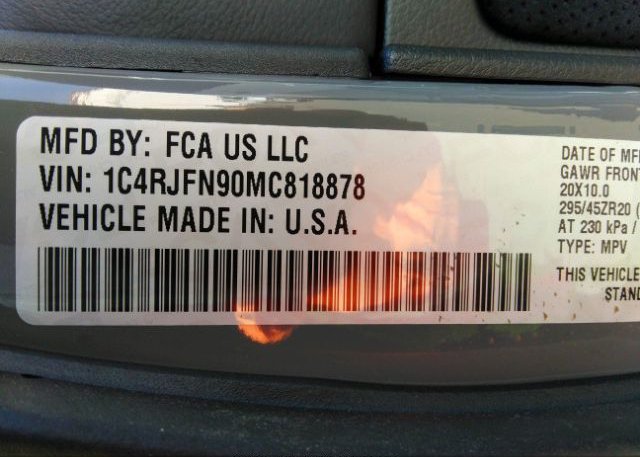 2021 JEEP GRAND CHEROKEE(VIN: 1C4RJFN90MC818878
