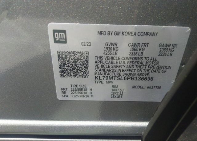 2023 CHEVROLET TRAILBLAZER(VIN: KL79MTSL6PB136696