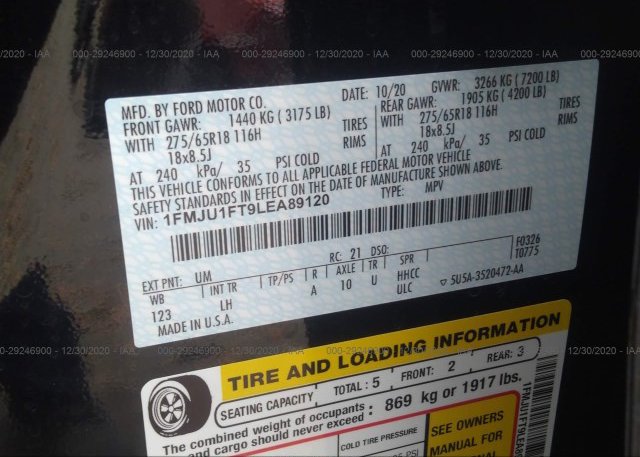 1FMJU1FT9LEA89120 2020 FORD EXPEDITION