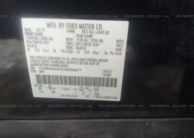 1FM5K8AR3HGD06877 2017 FORD POLICE INTERCEPTOR