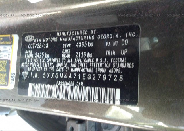 5XXGM4A71EG279728 2014 KIA OPTIMA