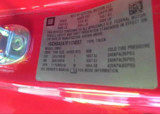 1GCHSAEA7F1174557 2015 CHEVROLET COLORADO