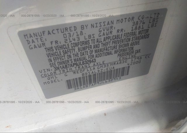 3N1AB7AP9JL632943 2018 NISSAN SENTRA