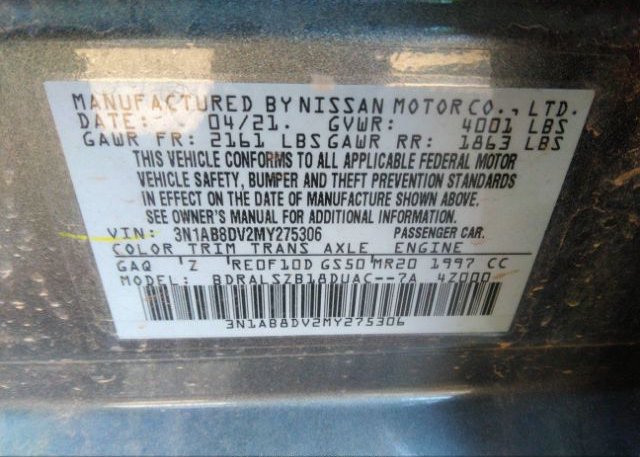 2021 NISSAN SENTRA(VIN: 3N1AB8DV2MY275306
