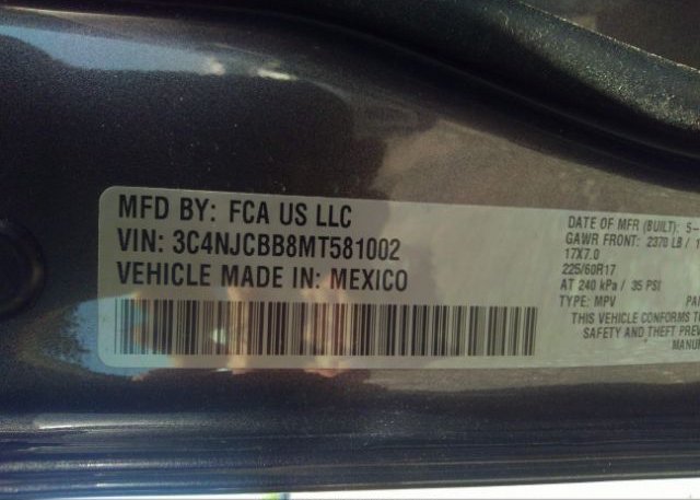 2021 JEEP COMPASS(VIN: 3C4NJCBB8MT581002
