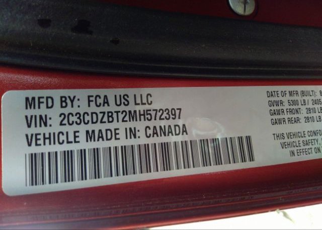 2021 DODGE CHALLENGER(VIN: 2C3CDZBT2MH572397