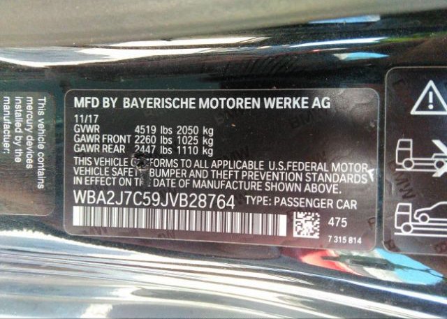 2018 BMW 2 SERIES VIN: WBA2J7C59JVB28764