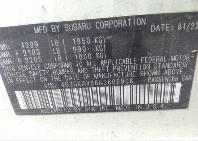 2022 SUBARU IMPREZA(VIN: 4S3GKAV66N3606906