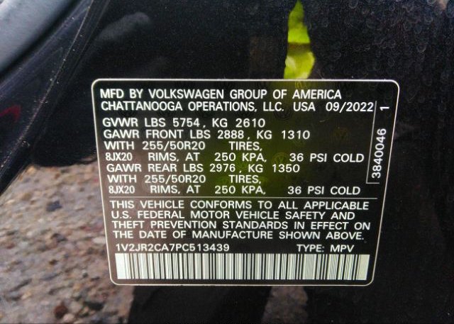 2023 VOLKSWAGEN ATLAS(VIN: 1V2JR2CA7PC513439
