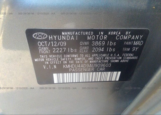 KMHDU4AD9AU909603 2010 HYUNDAI ELANTRA