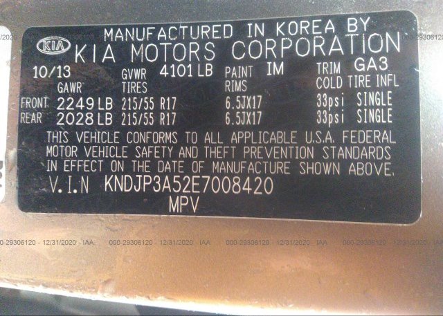 KNDJP3A52E7008420 2014 KIA SOUL