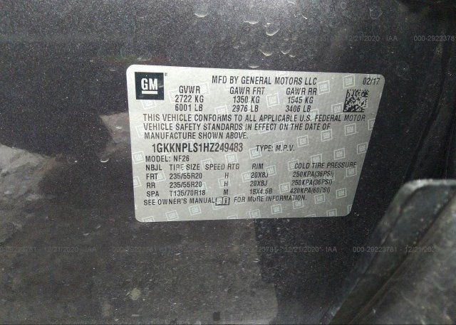 1GKKNPLS1HZ249483 2017 GMC ACADIA