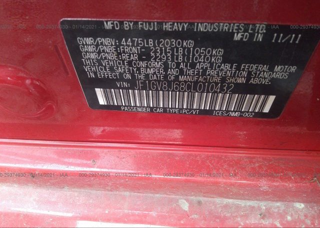 JF1GV8J68CL010432 2012 SUBARU IMPREZA SEDAN WRX