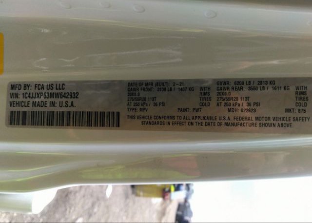 2021 JEEP WRANGLER 4XE(VIN: 1C4JJXP63MW642932