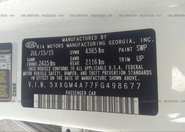 5XXGM4A77FG498677 2015 KIA OPTIMA