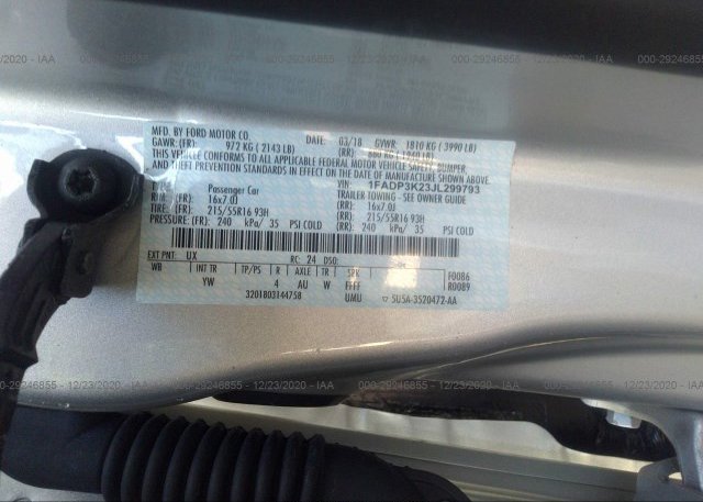 1FADP3K23JL299793 2018 FORD FOCUS