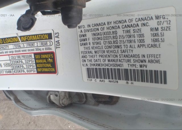 2HKRM3H34CH509401 2012 HONDA CR-V