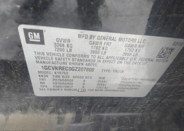 1GCVKREC0GZ207808 2016 CHEVROLET SILVERADO 1500