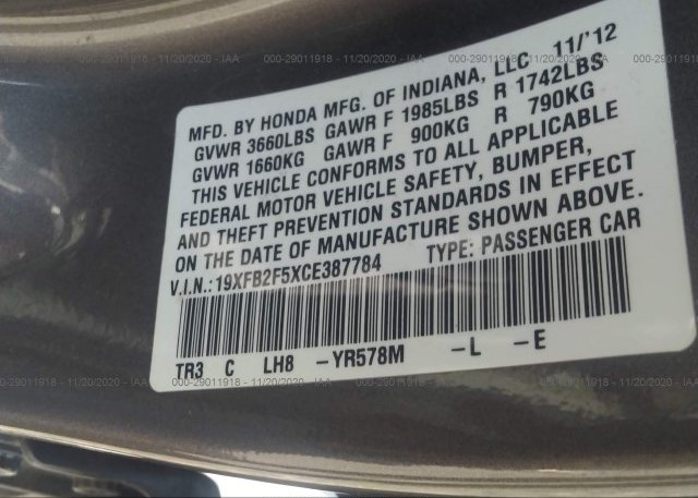 19XFB2F5XCE387784 2012 HONDA CIVIC SDN