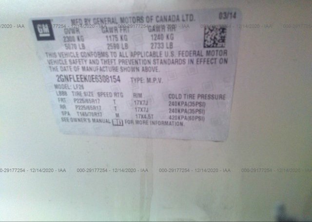 2GNFLEEK0E6308154 2014 CHEVROLET EQUINOX