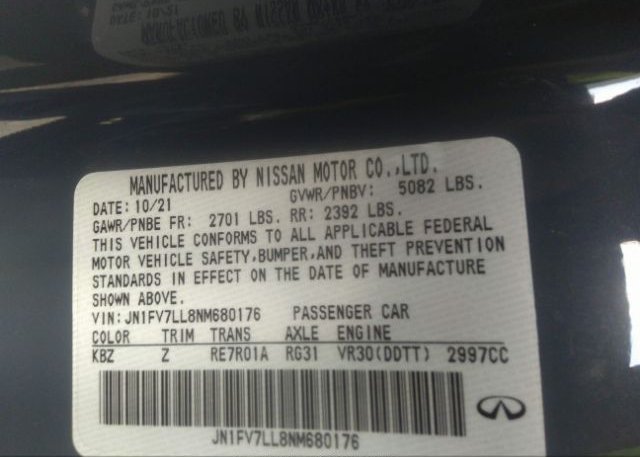 2022 INFINITI Q60(VIN: JN1FV7LL8NM680176