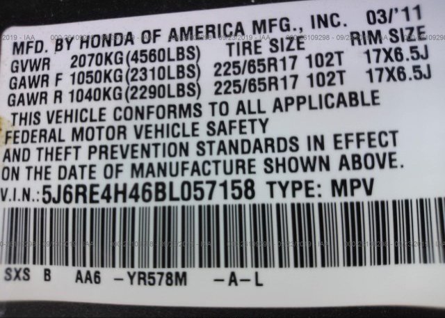 5J6RE4H46BL057158 2011 Honda CR-V