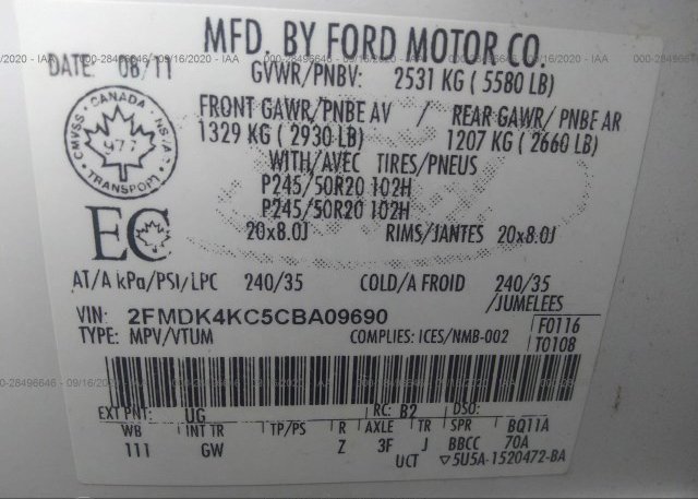 2FMDK4KC5CBA09690 2012 FORD EDGE