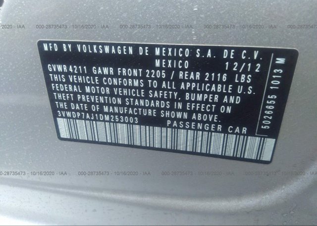 3VWDP7AJ1DM253003 2013 VOLKSWAGEN JETTA SEDAN