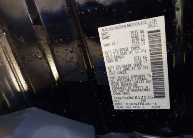 2021 NISSAN ROGUE(VIN: 5N1AT3BA8MC812536