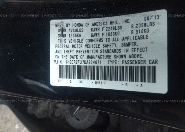 1HGCR2F37DA234671 2013 HONDA ACCORD SDN