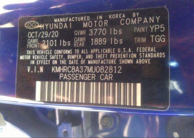 2021 HYUNDAI VENUE(VIN: KMHRC8A37MU082812
