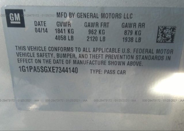 1G1PA5SGXE7344140 2014 CHEVROLET CRUZE