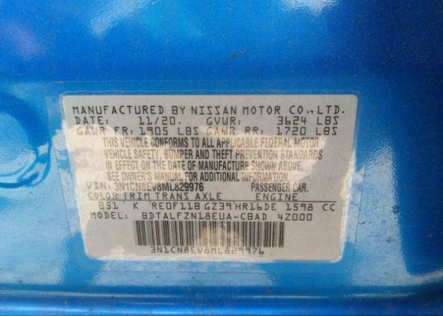 2021 NISSAN VERSA(VIN: 3N1CN8EV8ML829976