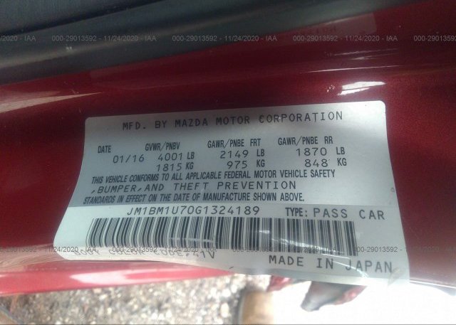 JM1BM1U70G1324189 2016 MAZDA MAZDA3