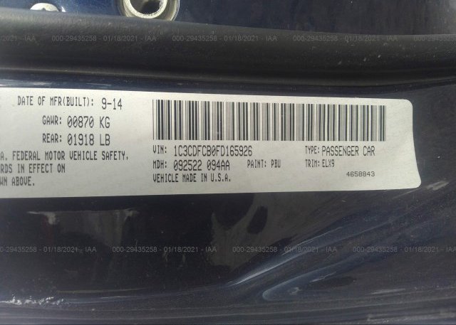 1C3CDFCB0FD165926 2015 DODGE DART