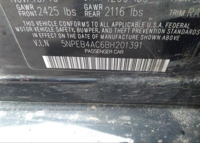 5NPEB4AC6BH201391 2011 HYUNDAI SONATA
