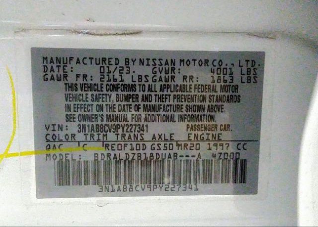 2023 NISSAN SENTRA(VIN: 3N1AB8CV9PY227341