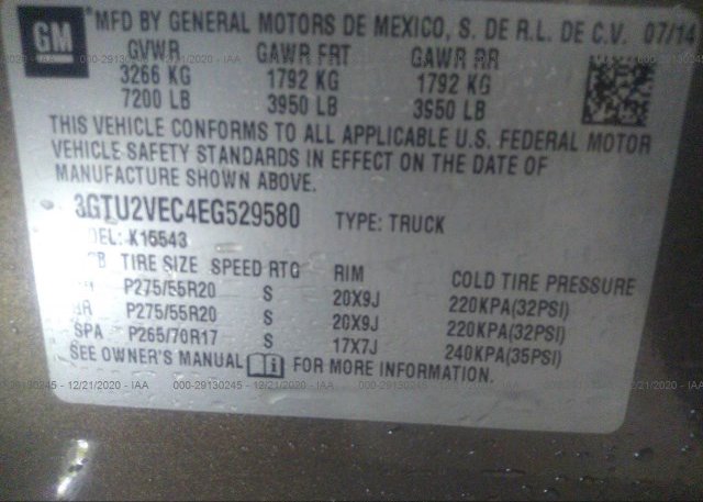 3GTU2VEC4EG529580 2014 GMC SIERRA 1500
